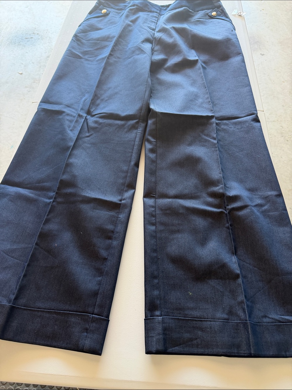 Woman’s Worthington  Navy Dress Trousers w/ Buttoned Front Pockets, Size 12 NWOT